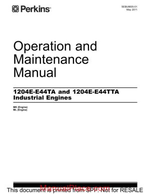 perkins 1204e e44ta 1204e e44tta industrial engine maintenance manual page 1