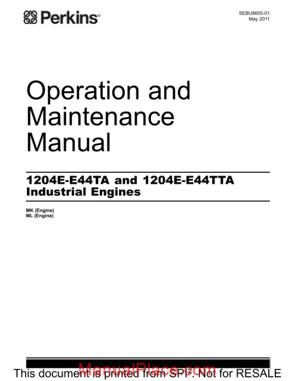 perkins 1204e e44ta 1204e e44tta industrial engine maintenance manual page 1