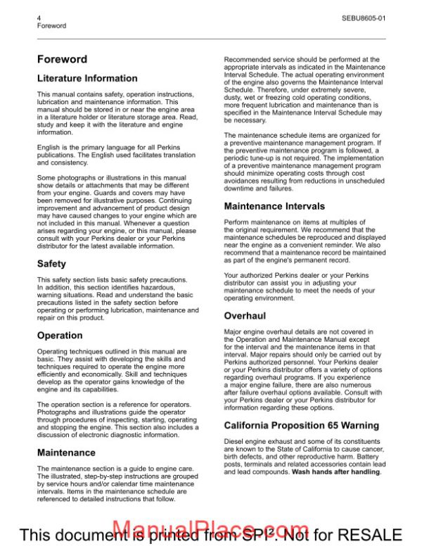 perkins 1204e e44ta 1204e e44tta industrial engine maintenance manual page 4