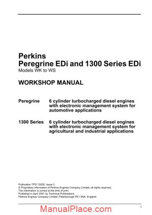 perkins engine edi and 1300 series workshop manual page 1