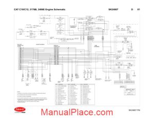 peterbilt cat c10 c12 3176b 3406e engine schematic sk24807 page 1