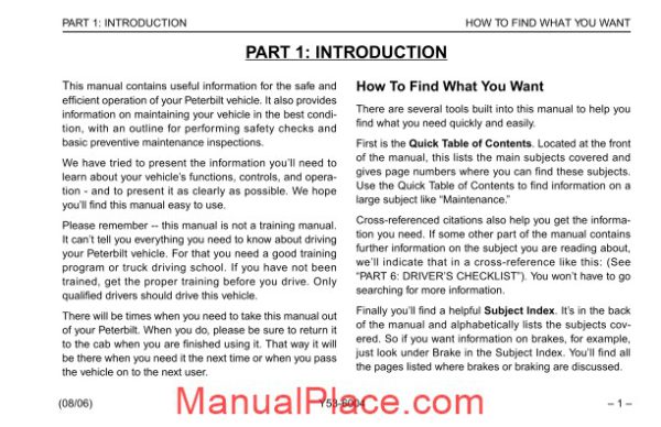 peterbilt conventional trucks operators manual after 1 07 supplemental page 3