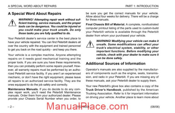 peterbilt conventional trucks operators manual after 1 07 supplemental page 4