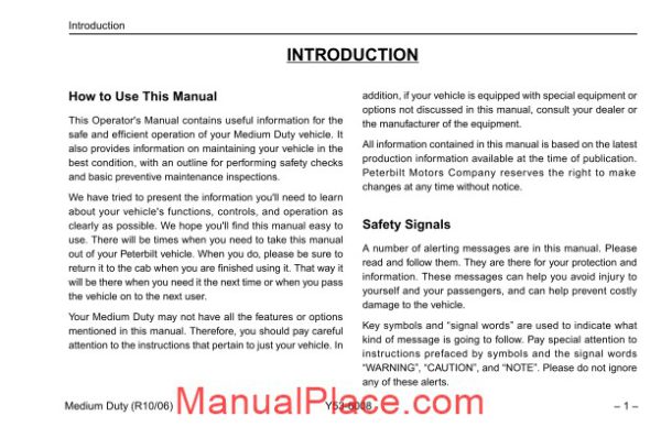 peterbilt medium duty trucks operators manual after 1 07 supplemental page 3