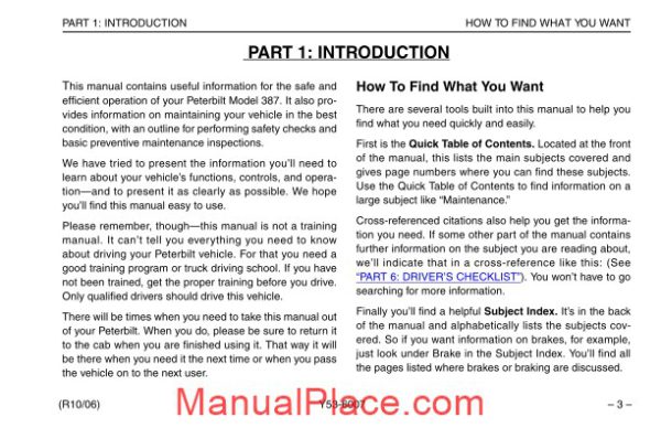 peterbilt model 387 operators manual after 1 07 supplementalmanuals page 1