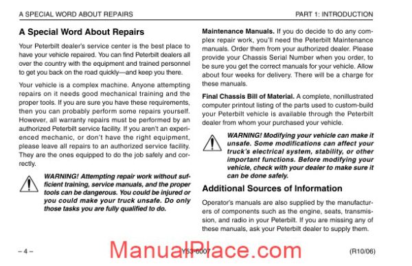 peterbilt model 387 operators manual after 1 07 supplementalmanuals page 2