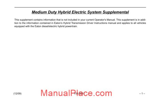 peterbilt operator manuals medium duty hybrid electric models operators manual page 2