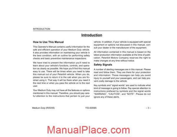 peterbilt operator manuals medium duty operators manual page 3