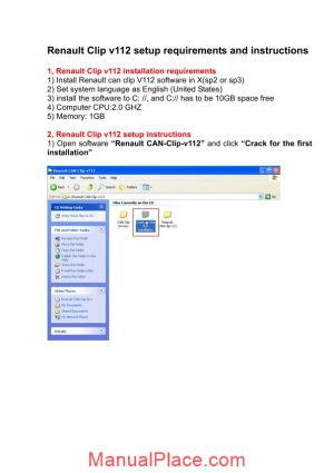renault clip v112 installation manual page 1