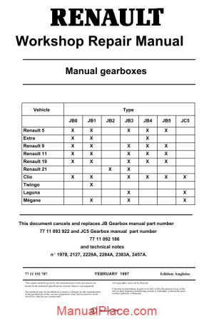renault workshop repair manual gearbox page 1