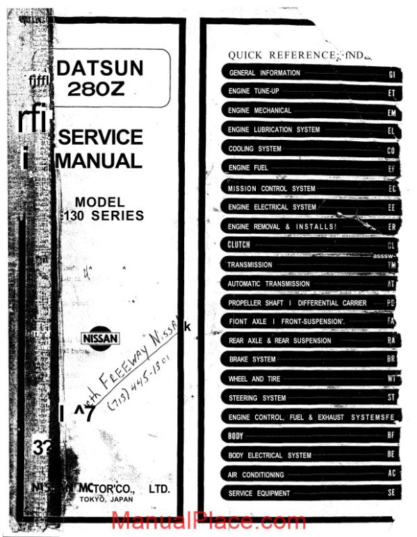 service manual datsun 280z 1975 page 1