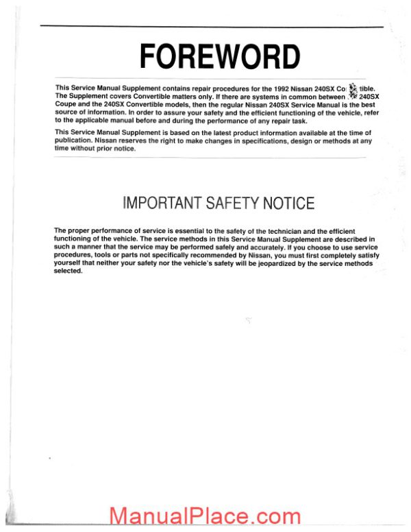 service manual nissan 240sx 1992 page 2