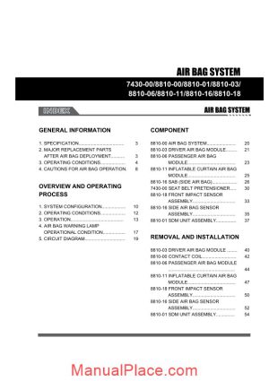 ssang yong korando new actyon 2010 2013 air bag system service repair manual page 1