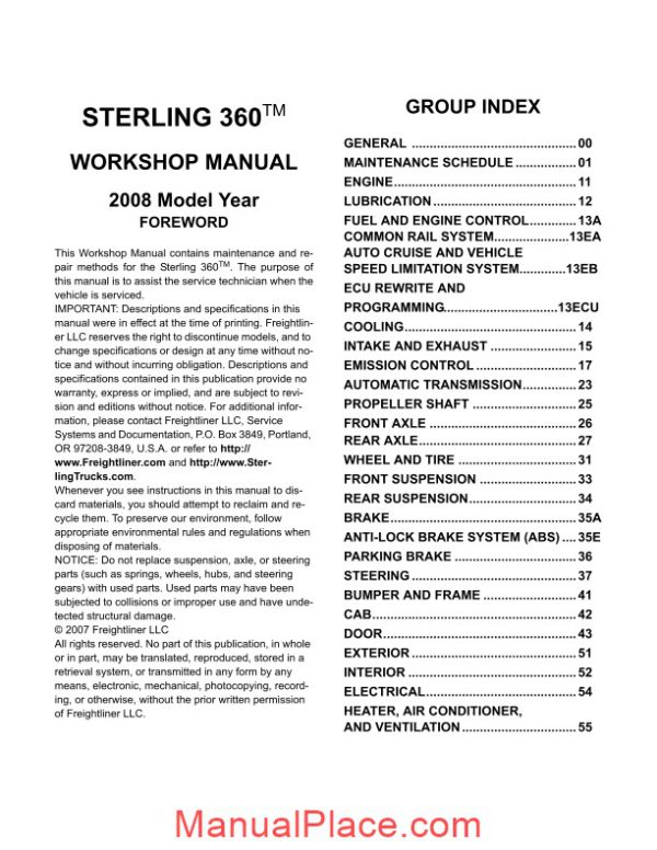 sterling 360 workshop manual 2008 page 2