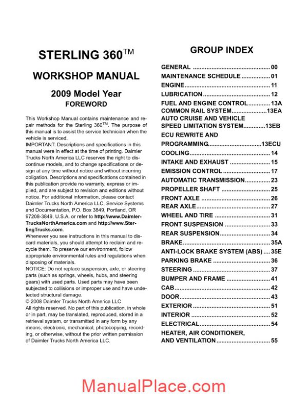 sterling 360 workshop manual 2009 page 2