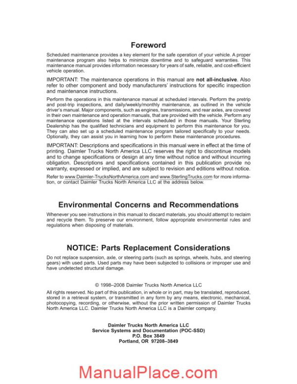 sterling l line and a line maintenance manual page 2