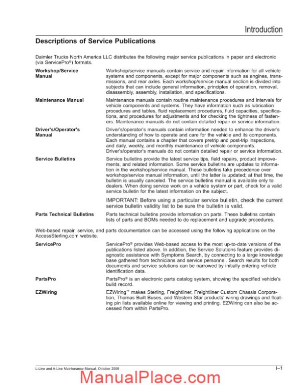 sterling l line and a line maintenance manual page 3