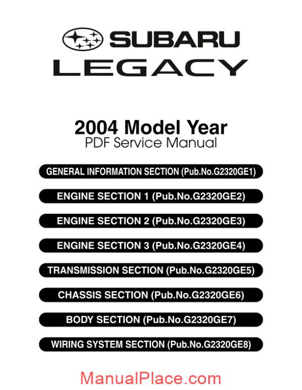 subaru legacy 2004 jdm service manual page 1