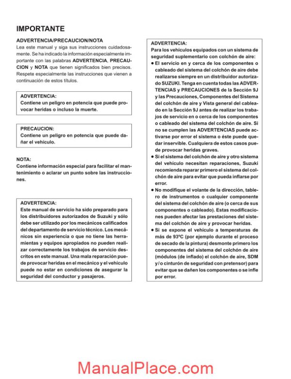 suzuki manual de servicio esteem page 1