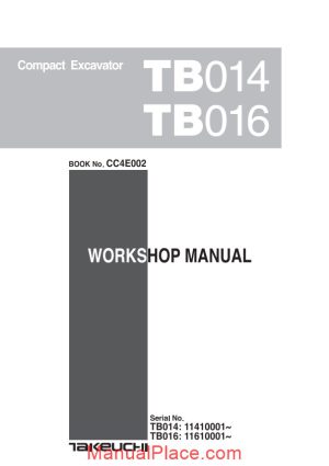 takeuchi compact excavator tb014 tb016 workshop manual page 1