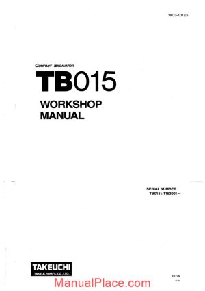 takeuchi compact excavator tb015 e wc3 101e5 workshop manual page 1