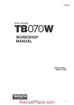 takeuchi compact excavator tb070w cw1e000 workshop manual page 1