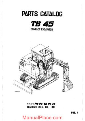 takeuchi compact excavator tb45 parts manual page 1