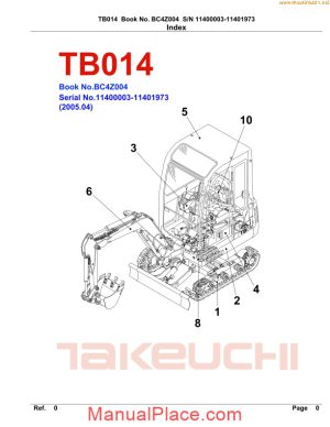 takeuchi tb014 tb016 parts sec wat page 1