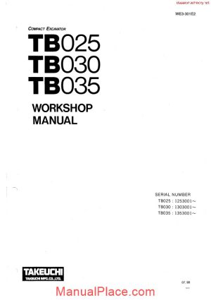 takeuchi tb025 tb030 tb035 workshopmanual sec wat 1 page 1