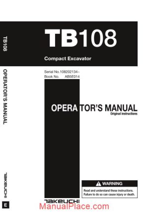 takeuchi tb108 operators manual page 1