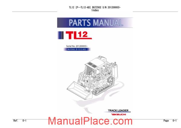 takeuchi track loader p tl12 ad parts manual page 1