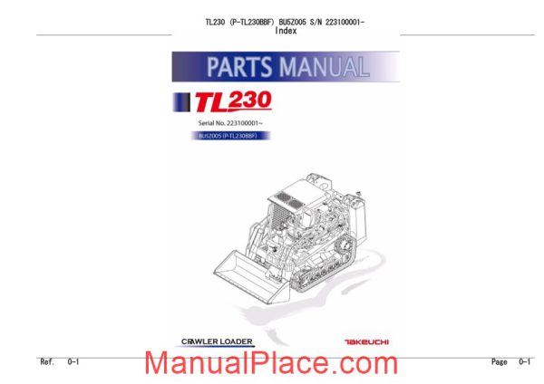 takeuchi track loader p tl230bbf 223100001 parts manual page 1