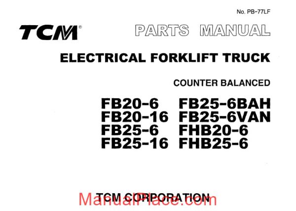 tcm forklift truck fb20 6 fhb25 6 parts manual page 1