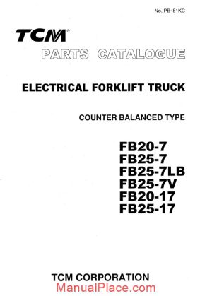 tcm forklift truck fb20 7 20 17 fb25 7 lb v 25 17 09 2003 parts catalog page 1