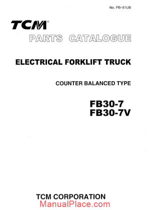 tcm forklift truck fb30 7 v 09 2003 parts catalog page 1