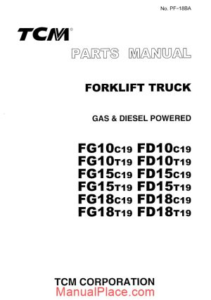 tcm forklift truck fg10c19 fd10c19 parts manual page 1