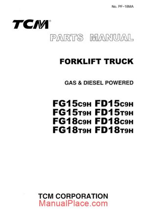 tcm forklift truck fg15c9h fd15c9h parts manual page 1