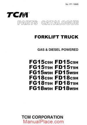 tcm forlift truck fg fd 15c t w 9h 12 2002 parts manual page 1