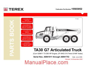 terex a30 g7 articulated truck parts book page 1