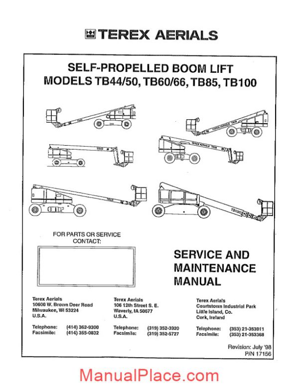 terex aerials service maintenance manual page 2