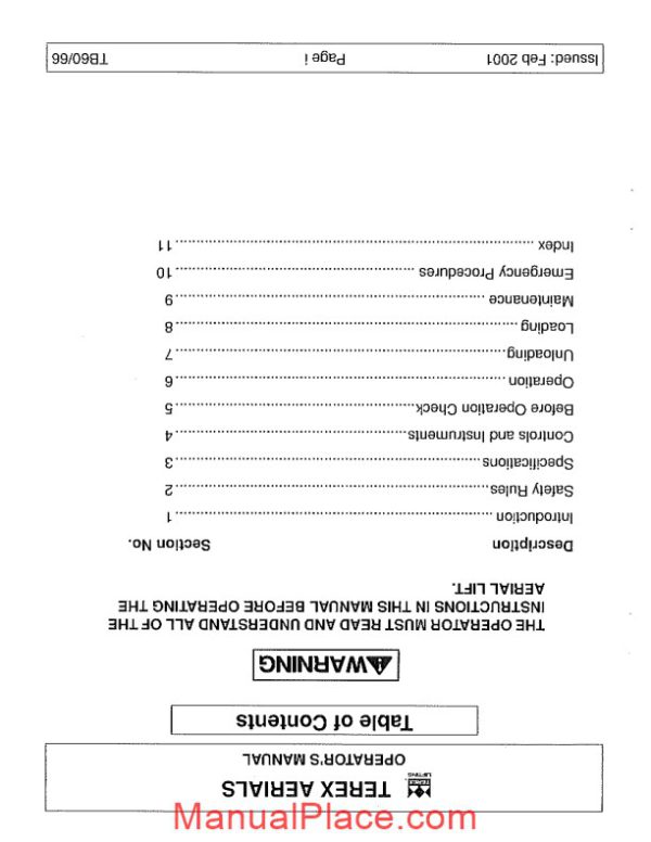 terex aerials tb60 operators manual page 3