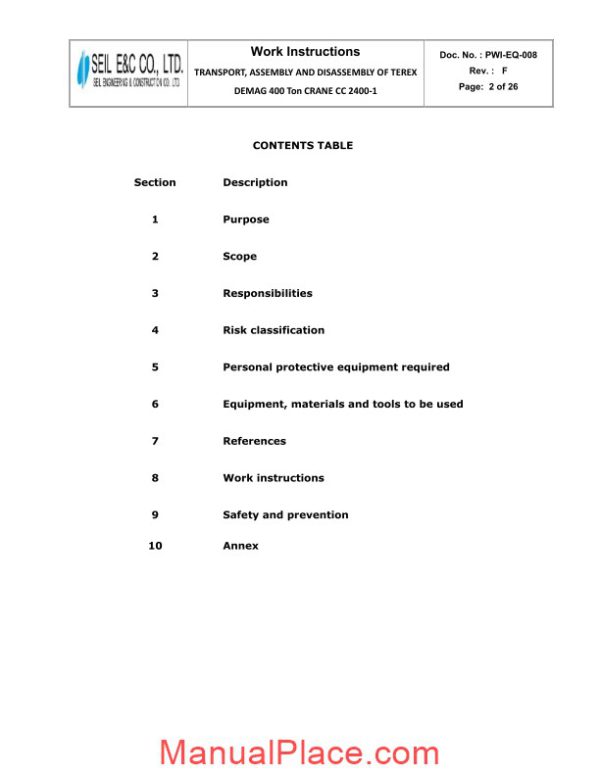 terex crawler crane cc2400 1 400 ton instruction manual page 3