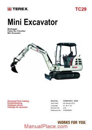 terex mini excavator tc29 parts manuals page 1