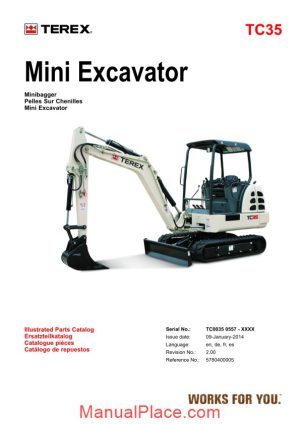 terex mini excavator tc35 parts manuals page 1