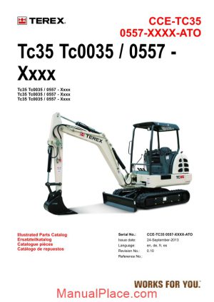 terex mini excavator tc35 s n 0557 parts manuals page 1