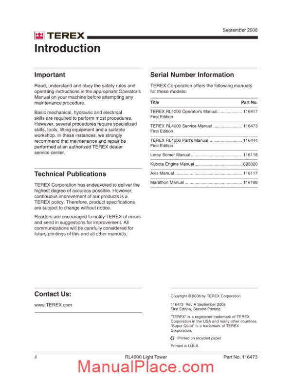 terex rl4000d2 service manual page 2