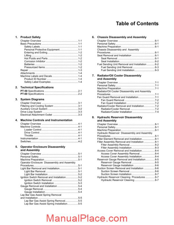 terex rubber track loader pt50 60 service manual page 3