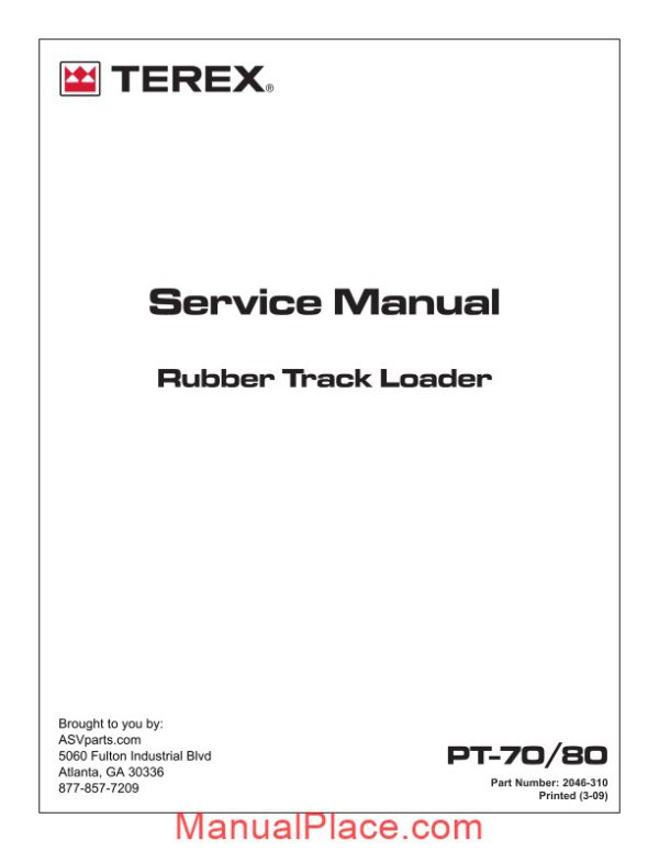 terex rubber track loader pt70 80 service manual page 1