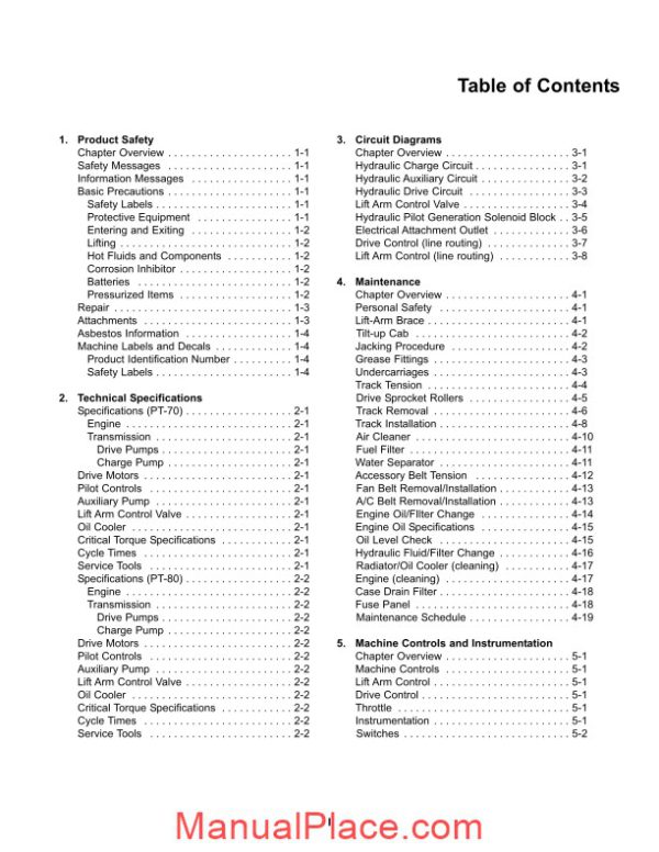 terex rubber track loader pt70 80 service manual page 3