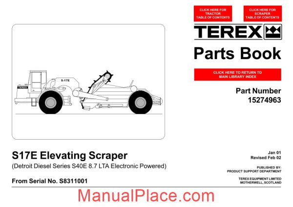 terex s17e elevating scraper parts book page 1